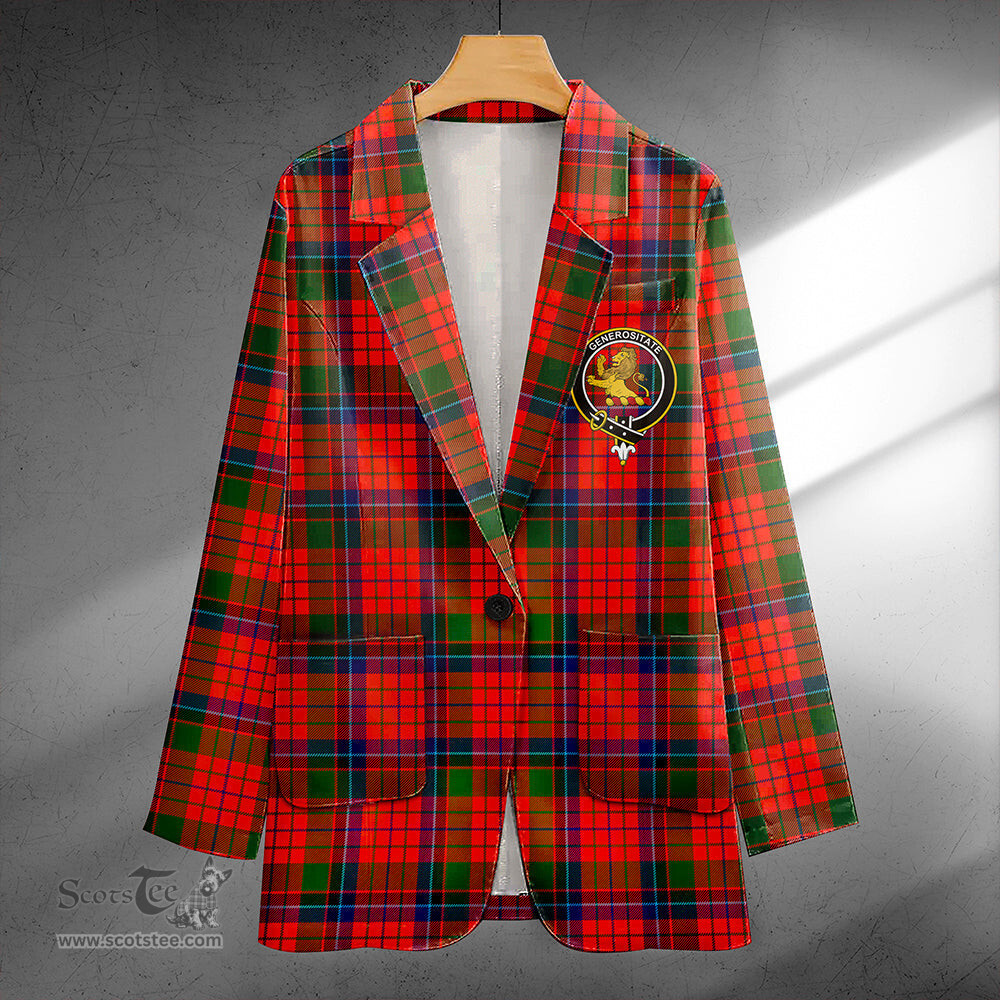 ScotsTee Shop Nicolson Modern Clan Crest Casual Tartan Flat Lapel Collar Blazer Tartan Blazer Cotton