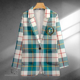 ScotsTee Shop MacRae of Conchra Ancient Clan Crest Casual Tartan Flat Lapel Collar Blazer Tartan Blazer Cotton