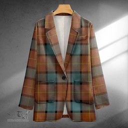 ScotsTee Shop Muir Weathered Clan Crest Casual Tartan Flat Lapel Collar Blazer Tartan Blazer Cotton