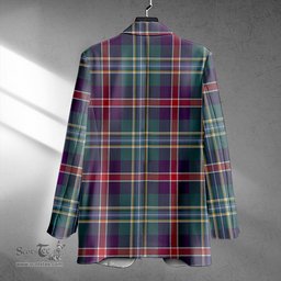 ScotsTee Shop Mary, Queen of Scots Weathered Clan Crest Casual Tartan Flat Lapel Collar Blazer Tartan Blazer Cotton