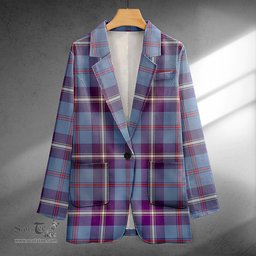 ScotsTee Shop MacRae of America Weathered Clan Crest Casual Tartan Flat Lapel Collar Blazer Tartan Blazer Cotton