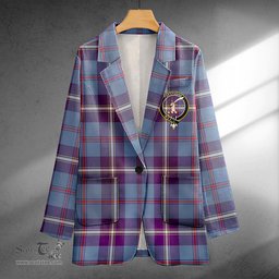 ScotsTee Shop MacRae of America Weathered Clan Crest Casual Tartan Flat Lapel Collar Blazer Tartan Blazer Cotton