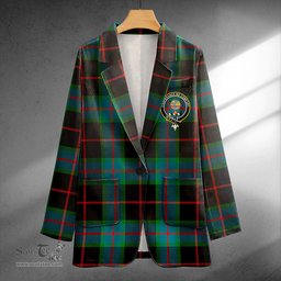 ScotsTee Shop Nairn Ancient Clan Crest Casual Tartan Flat Lapel Collar Blazer Tartan Blazer Cotton