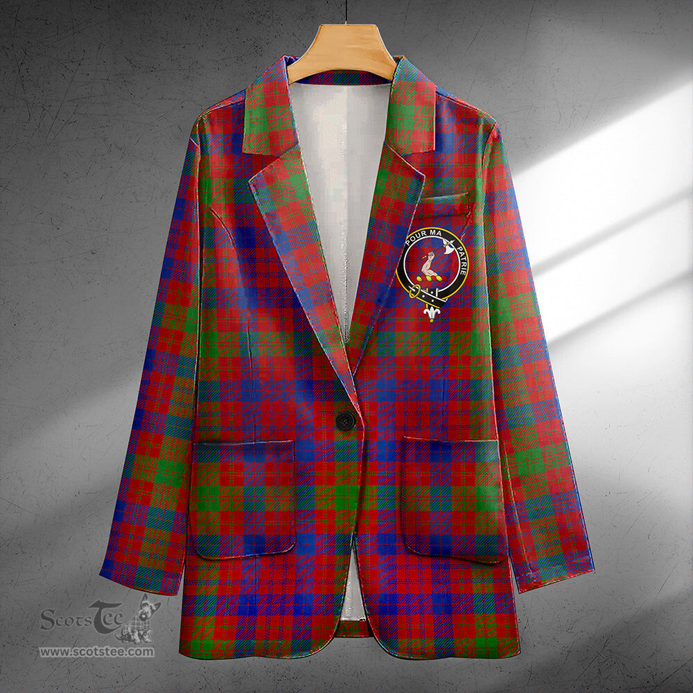 ScotsTee Shop MacTier Modern Clan Crest Casual Tartan Flat Lapel Collar Blazer Tartan Blazer Cotton