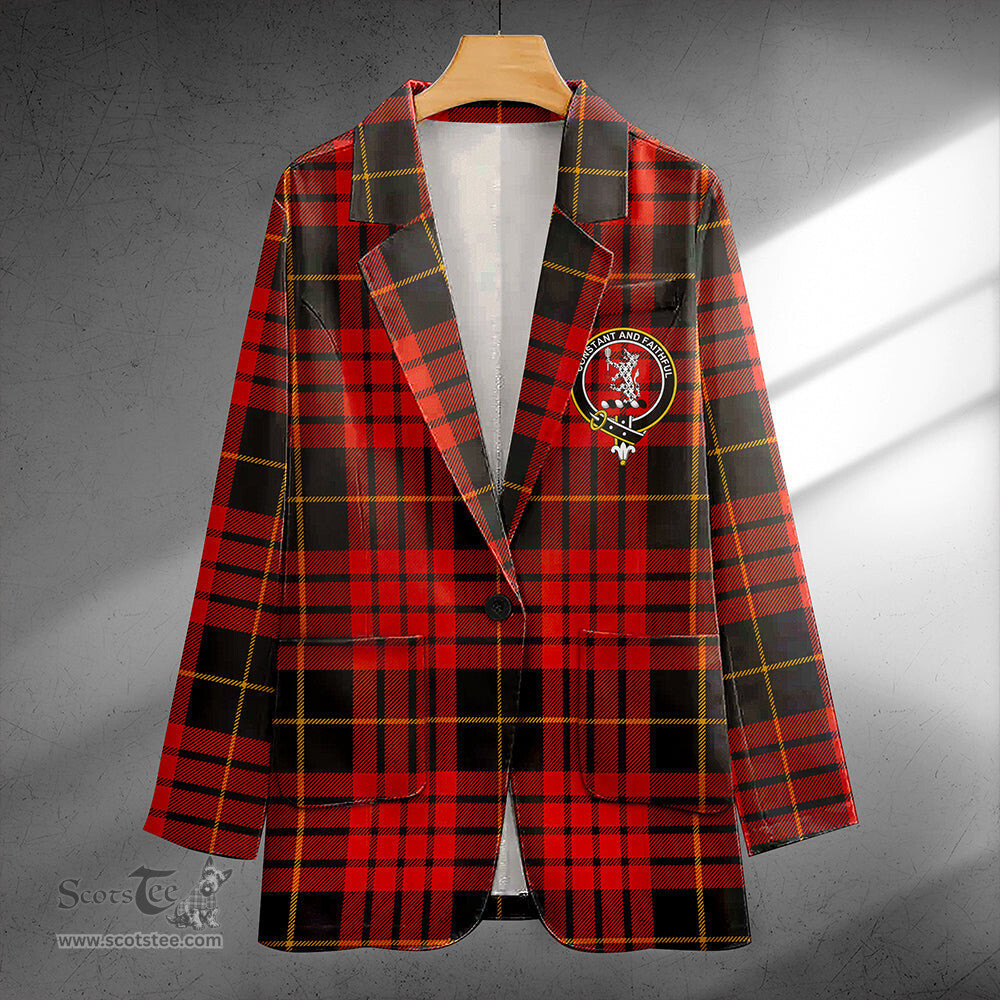 ScotsTee Shop MacQueen Ancient Clan Crest Casual Tartan Flat Lapel Collar Blazer Tartan Blazer Cotton