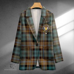 ScotsTee Shop Hogarth Weathered Clan Crest Casual Tartan Flat Lapel Collar Blazer Tartan Blazer Cotton