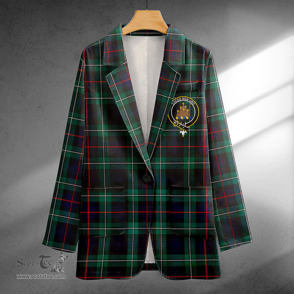 ScotsTee Shop MacKenzie Modern Clan Crest Casual Tartan Flat Lapel Collar Blazer Tartan Blazer Cotton