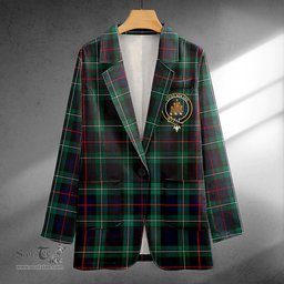 ScotsTee Shop MacKenzie Modern Clan Crest Casual Tartan Flat Lapel Collar Blazer Tartan Blazer Cotton