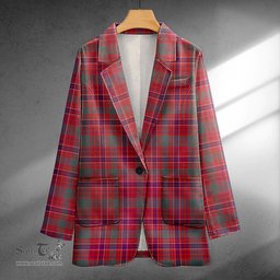 ScotsTee Shop MacRae Weathered Clan Crest Casual Tartan Flat Lapel Collar Blazer Tartan Blazer Cotton