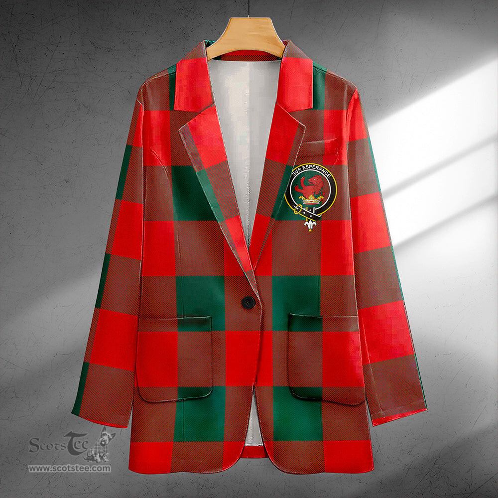 ScotsTee Shop Moncrieffe Modern Clan Crest Casual Tartan Flat Lapel Collar Blazer Tartan Blazer Cotton