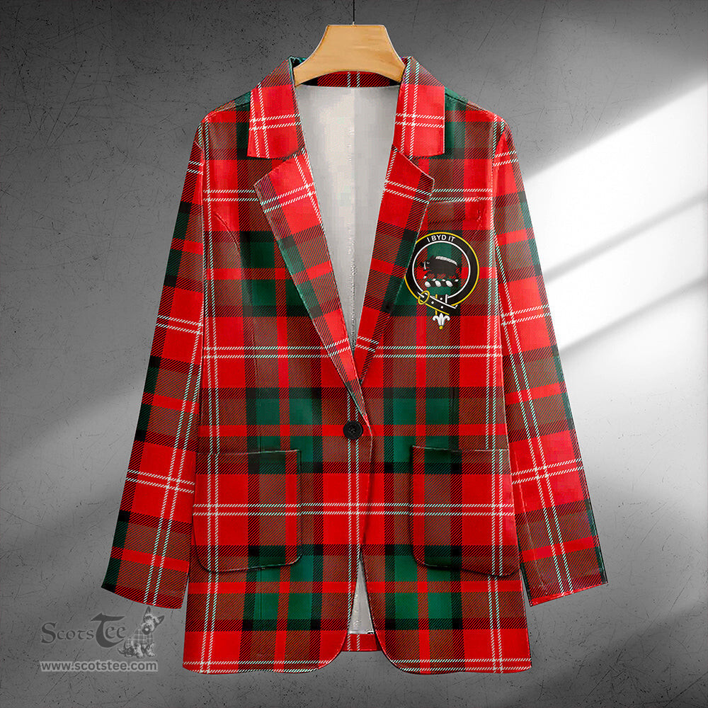 ScotsTee Shop Nisbet (Nisbit) Modern Clan Crest Casual Tartan Flat Lapel Collar Blazer Tartan Blazer Cotton