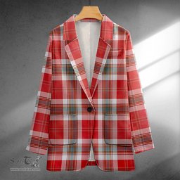 ScotsTee Shop MacLean of Duart Dress Red Weathered Clan Crest Casual Tartan Flat Lapel Collar Blazer Tartan Blazer Cotton