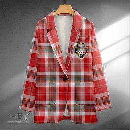 ScotsTee Shop MacLean of Duart Dress Red Weathered Clan Crest Casual Tartan Flat Lapel Collar Blazer Tartan Blazer Cotton