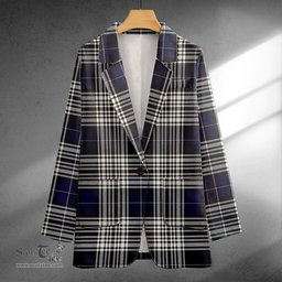 ScotsTee Shop Napier Modern Clan Crest Casual Tartan Flat Lapel Collar Blazer Tartan Blazer Cotton