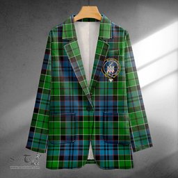 ScotsTee Shop MacIsaac Modern Clan Crest Casual Tartan Flat Lapel Collar Blazer Tartan Blazer Cotton