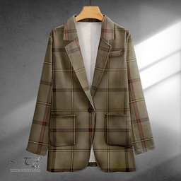 ScotsTee Shop Marr Weathered Clan Crest Casual Tartan Flat Lapel Collar Blazer Tartan Blazer Cotton
