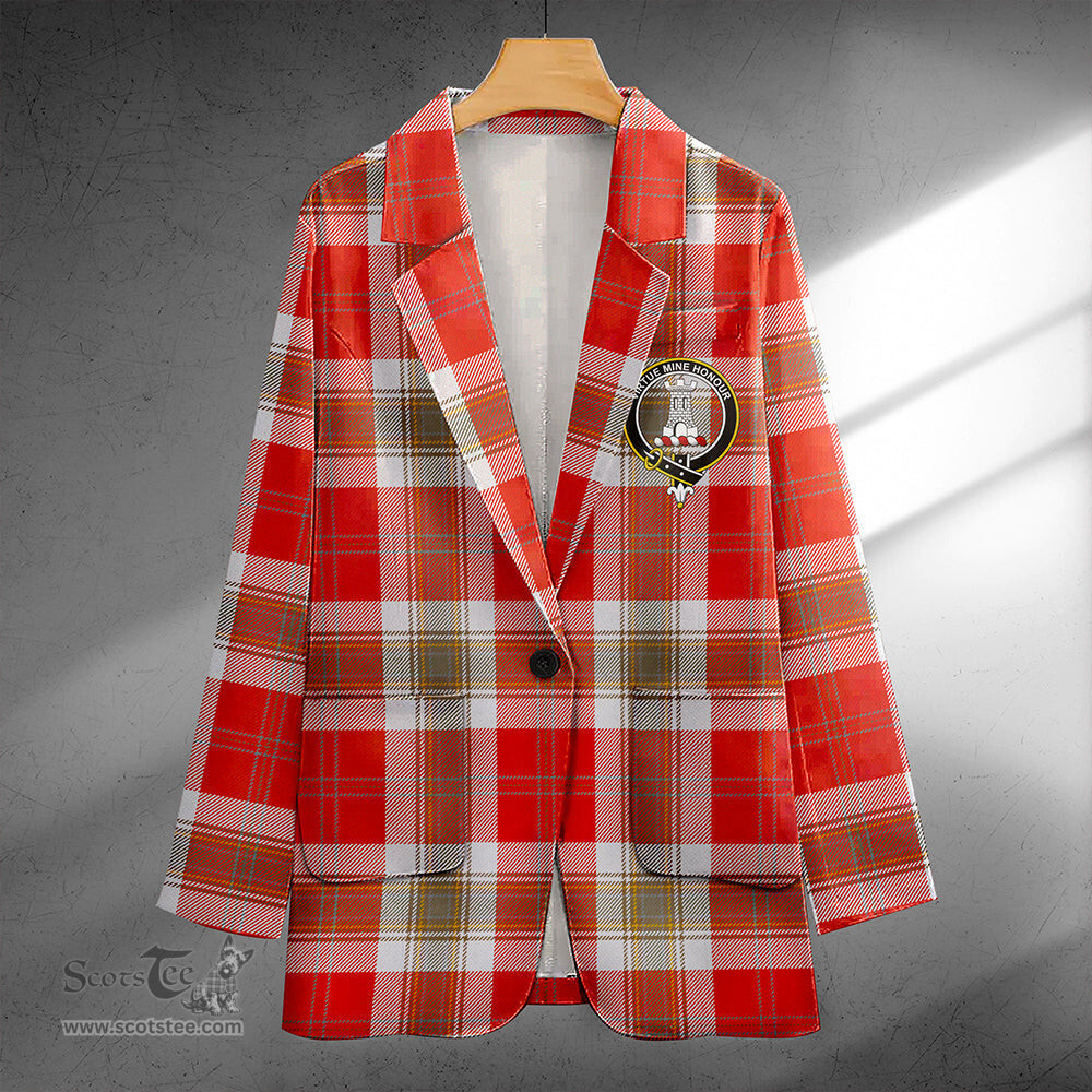 ScotsTee Shop MacLean of Duart Dress Red Ancient Clan Crest Casual Tartan Flat Lapel Collar Blazer Tartan Blazer Cotton