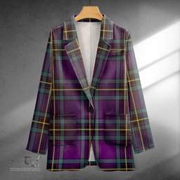ScotsTee Shop Murray of Elibank Weathered Clan Crest Casual Tartan Flat Lapel Collar Blazer Tartan Blazer Cotton