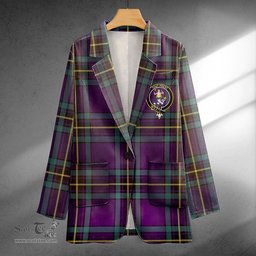 ScotsTee Shop Murray of Elibank Weathered Clan Crest Casual Tartan Flat Lapel Collar Blazer Tartan Blazer Cotton