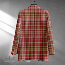 ScotsTee Shop Ogilvie of Airlie Weathered Clan Crest Casual Tartan Flat Lapel Collar Blazer Tartan Blazer Cotton