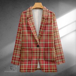 ScotsTee Shop Ogilvie of Airlie Weathered Clan Crest Casual Tartan Flat Lapel Collar Blazer Tartan Blazer Cotton