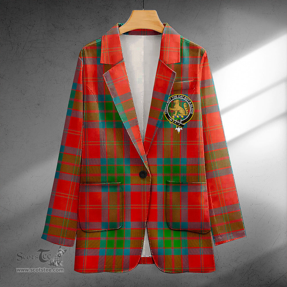 ScotsTee Shop MacPherson of Cluny Ancient Clan Crest Casual Tartan Flat Lapel Collar Blazer Tartan Blazer Cotton