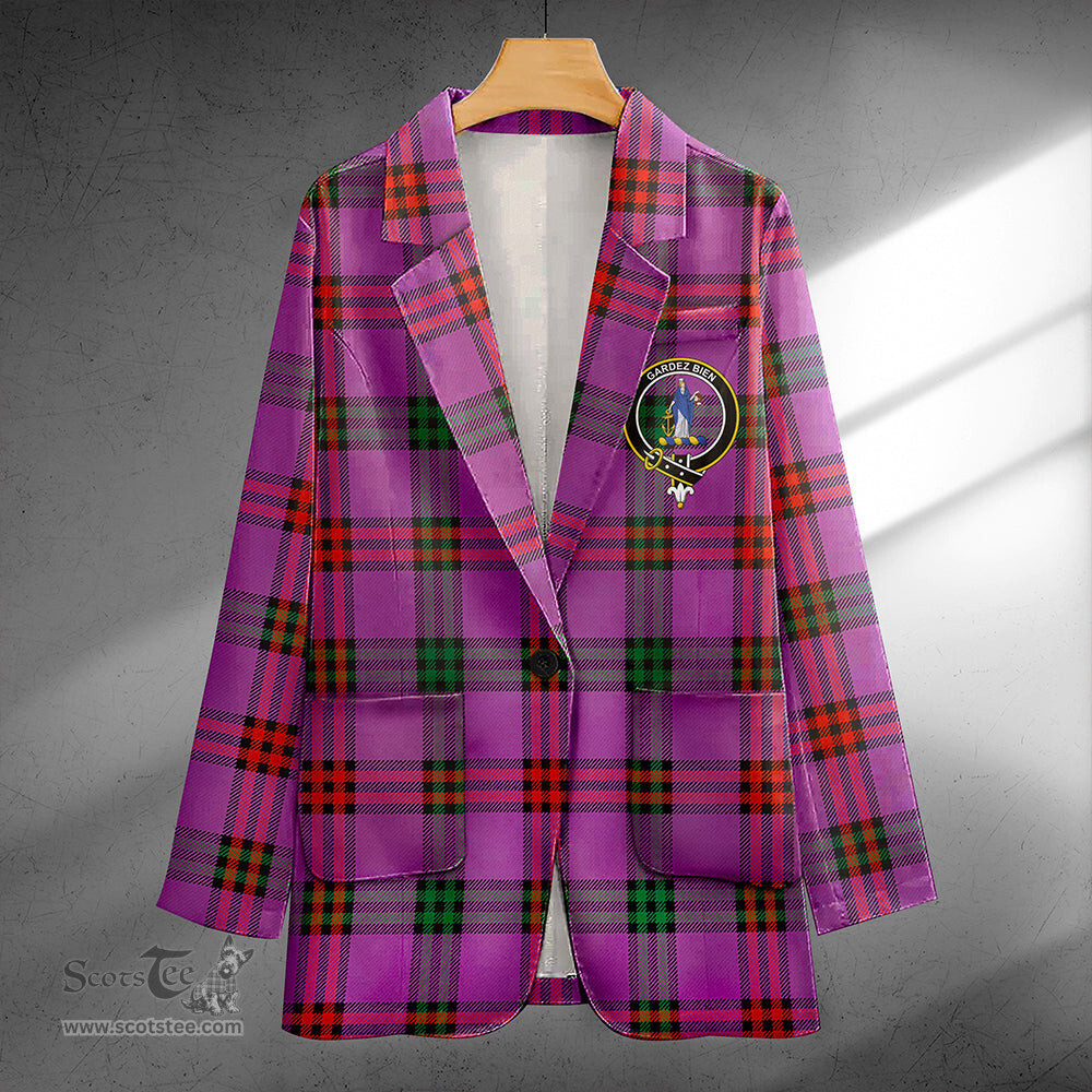 ScotsTee Shop Montgomery Ancient Clan Crest Casual Tartan Flat Lapel Collar Blazer Tartan Blazer Cotton
