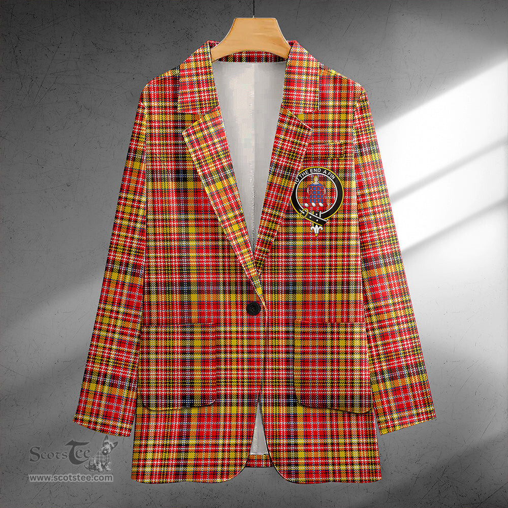ScotsTee Shop Ogilvie of Strathallan Modern Clan Crest Casual Tartan Flat Lapel Collar Blazer Tartan Blazer Cotton