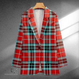 ScotsTee Shop MacTavish Weathered Clan Crest Casual Tartan Flat Lapel Collar Blazer Tartan Blazer Cotton