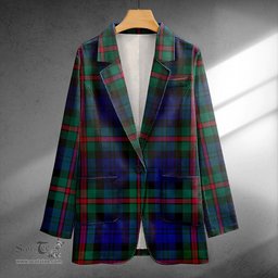 ScotsTee Shop MacKinlay Modern Clan Crest Casual Tartan Flat Lapel Collar Blazer Tartan Blazer Cotton