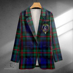 ScotsTee Shop MacKinlay Modern Clan Crest Casual Tartan Flat Lapel Collar Blazer Tartan Blazer Cotton