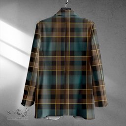 ScotsTee Shop Mowat Weathered Clan Crest Casual Tartan Flat Lapel Collar Blazer Tartan Blazer Cotton