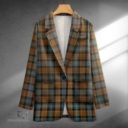 ScotsTee Shop MacLeod of Skye Weathered Clan Crest Casual Tartan Flat Lapel Collar Blazer Tartan Blazer Cotton