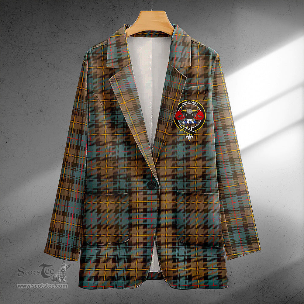 ScotsTee Shop MacLeod of Skye Weathered Clan Crest Casual Tartan Flat Lapel Collar Blazer Tartan Blazer Cotton
