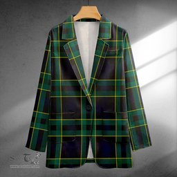 ScotsTee Shop Mowat Modern Clan Crest Casual Tartan Flat Lapel Collar Blazer Tartan Blazer Cotton