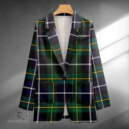 ScotsTee Shop MacNeil of Barra (MacNeil/MacNeill) Modern Clan Crest Casual Tartan Flat Lapel Collar Blazer Tartan Blazer Cotton