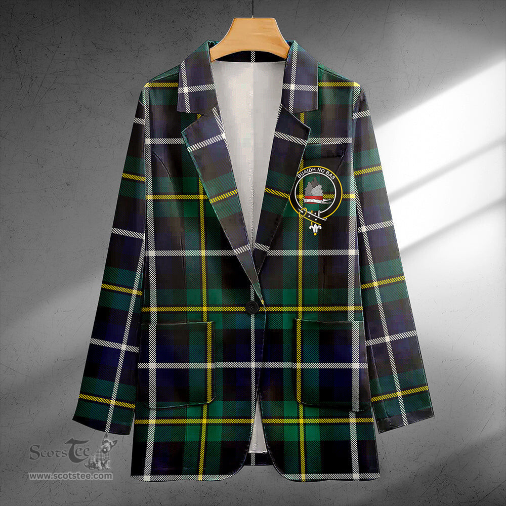 ScotsTee Shop MacNeil of Barra (MacNeil/MacNeill) Modern Clan Crest Casual Tartan Flat Lapel Collar Blazer Tartan Blazer Cotton
