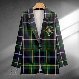 ScotsTee Shop MacNeil of Barra (MacNeil/MacNeill) Modern Clan Crest Casual Tartan Flat Lapel Collar Blazer Tartan Blazer Cotton