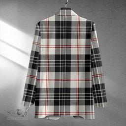 ScotsTee Shop MacPherson of Cluny Black & White Weathered Clan Crest Casual Tartan Flat Lapel Collar Blazer Tartan Blazer Cotton