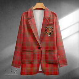 ScotsTee Shop Munro Weathered Clan Crest Casual Tartan Flat Lapel Collar Blazer Tartan Blazer Cotton
