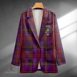 ScotsTee Shop Montgomery Weathered Clan Crest Casual Tartan Flat Lapel Collar Blazer Tartan Blazer Cotton