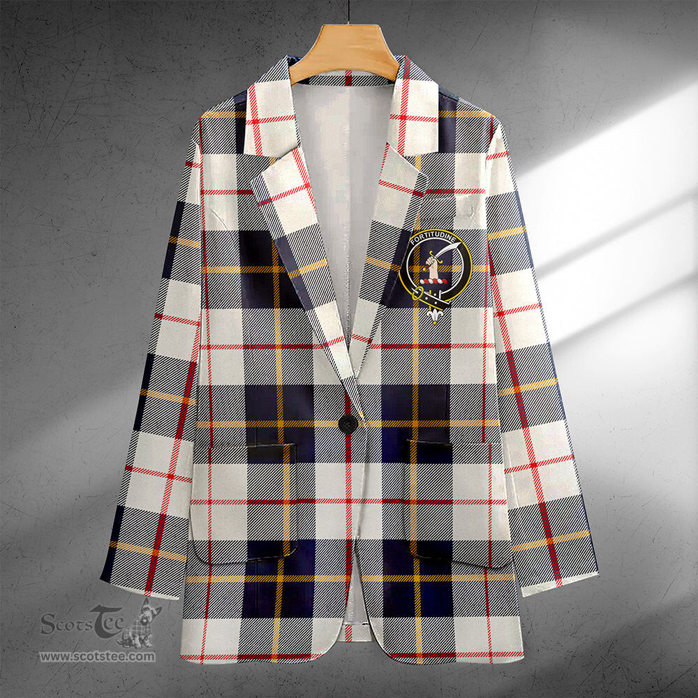 ScotsTee Shop MacRae of Conchra Modern Clan Crest Casual Tartan Flat Lapel Collar Blazer Tartan Blazer Cotton