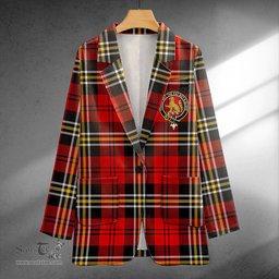 ScotsTee Shop MacPherson of Cluny Red Ancient Clan Crest Casual Tartan Flat Lapel Collar Blazer Tartan Blazer Cotton