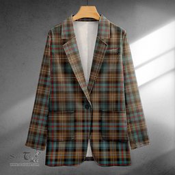 ScotsTee Shop MacKenzie Weathered Clan Crest Casual Tartan Flat Lapel Collar Blazer Tartan Blazer Cotton