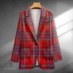 ScotsTee Shop MacRae of Ardentoul Weathered Clan Crest Casual Tartan Flat Lapel Collar Blazer Tartan Blazer Cotton