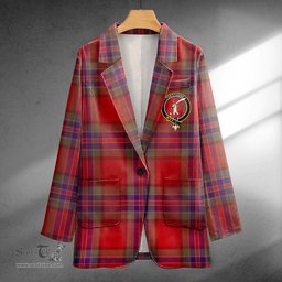ScotsTee Shop MacRae of Ardentoul Weathered Clan Crest Casual Tartan Flat Lapel Collar Blazer Tartan Blazer Cotton