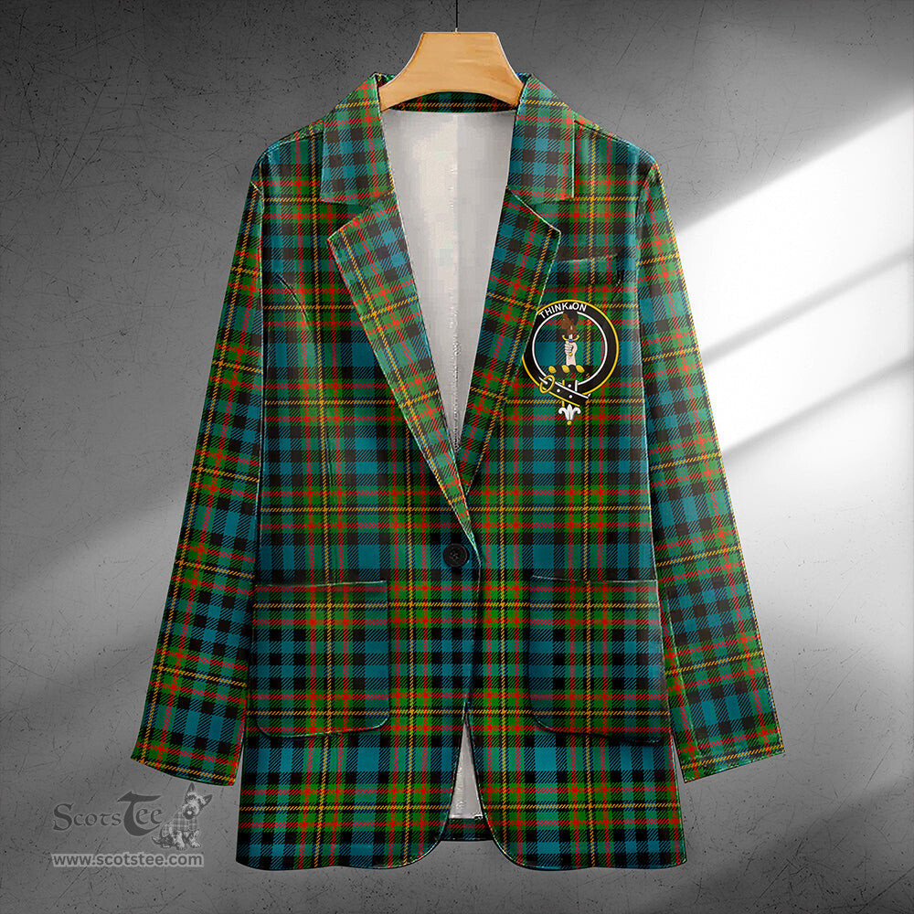 ScotsTee Shop MacLellan Ancient Clan Crest Casual Tartan Flat Lapel Collar Blazer Tartan Blazer Cotton