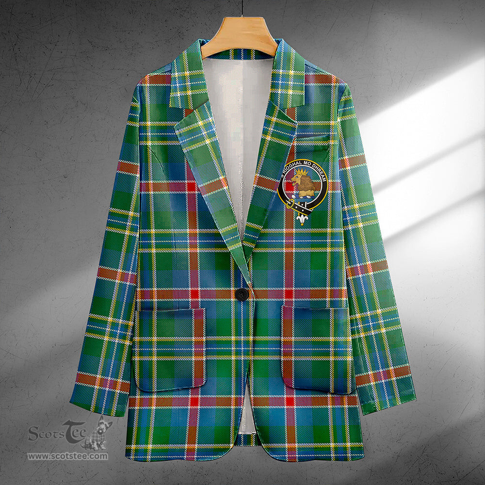ScotsTee Shop Mary, Queen of Scots Ancient Clan Crest Casual Tartan Flat Lapel Collar Blazer Tartan Blazer Cotton
