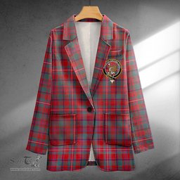 ScotsTee Shop MacKinnon Weathered Clan Crest Casual Tartan Flat Lapel Collar Blazer Tartan Blazer Cotton
