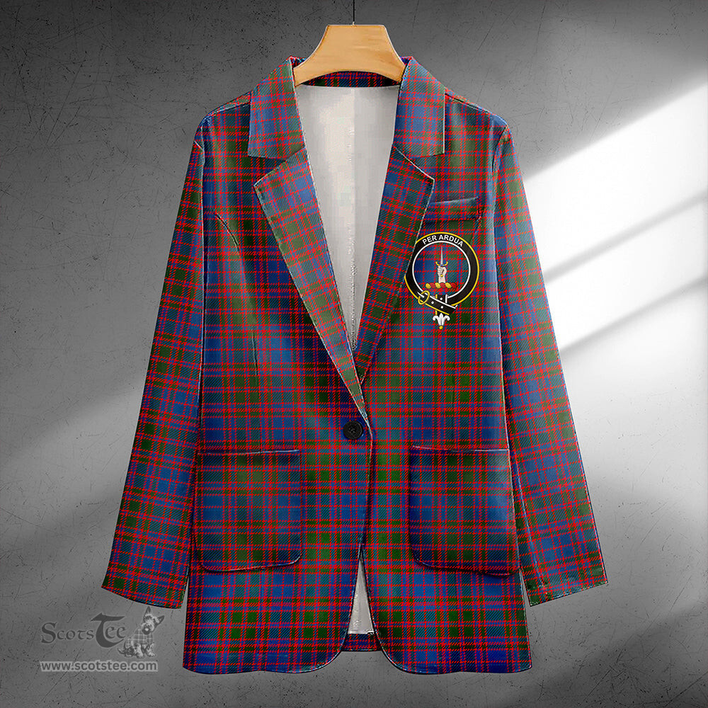 ScotsTee Shop MacIntyre of Littleport Modern Clan Crest Casual Tartan Flat Lapel Collar Blazer Tartan Blazer Cotton